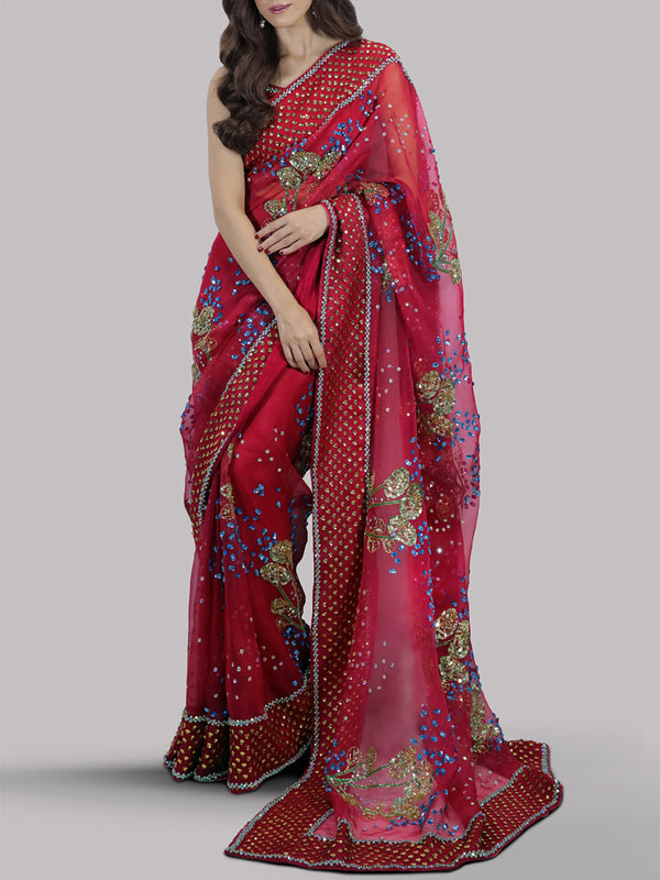Muse Luxe Saree - Tango Red (STITCHED) | 3pcs | Ready-To-Wear Saree Dress (All Sizes)🧵⚡