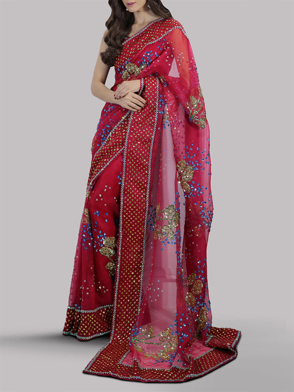 Muse Luxe Saree - Tango Red (STITCHED) | 3pcs | Ready-To-Wear Saree Dress (All Sizes)🧵⚡