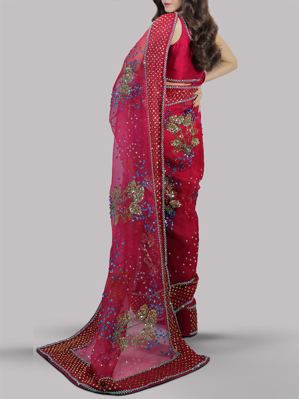 Muse Luxe Saree - Tango Red (STITCHED) | 3pcs | Ready-To-Wear Saree Dress (All Sizes)🧵⚡