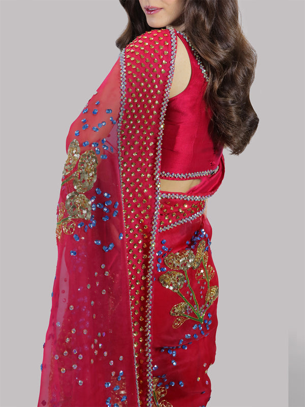 Muse Luxe Saree - Tango Red (STITCHED) | 3pcs | Ready-To-Wear Saree Dress (All Sizes)🧵⚡