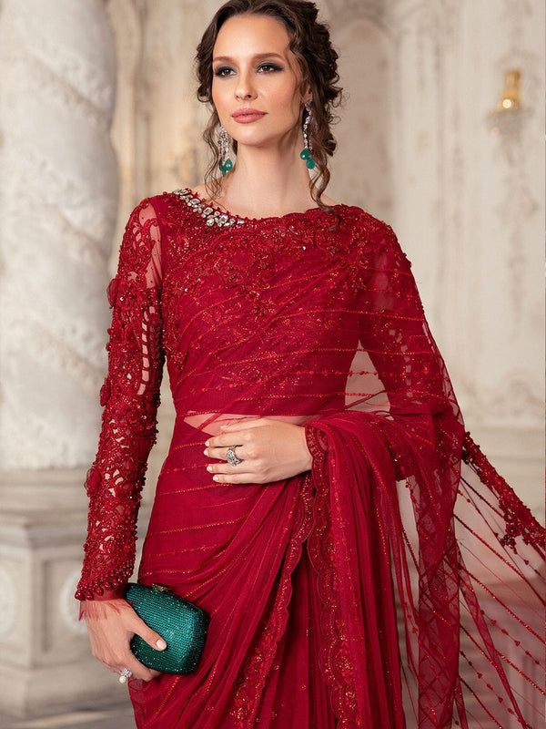 Maria B. Couture MC-051 (Red) (STITCHED) | 3pcs | Ready-To-Wear Dress (All Sizes)🧵⚡