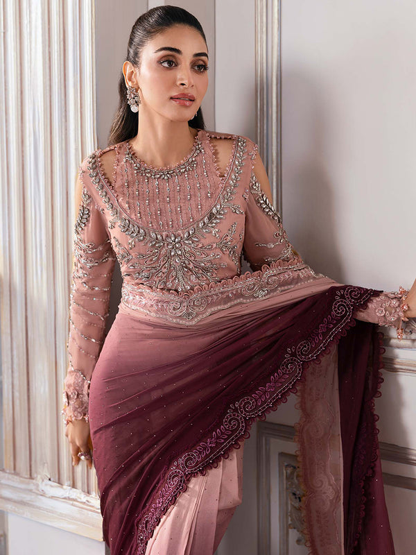 Maria B. Mbroidered BD-3001 Saree (STITCHED) | 3pcs | Ready-To-Wear Dress (All Sizes)🧵⚡