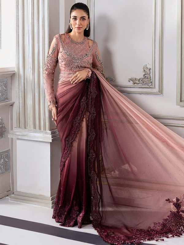Maria B. Mbroidered BD-3001 Saree (STITCHED) | 3pcs | Ready-To-Wear Dress (All Sizes)🧵⚡